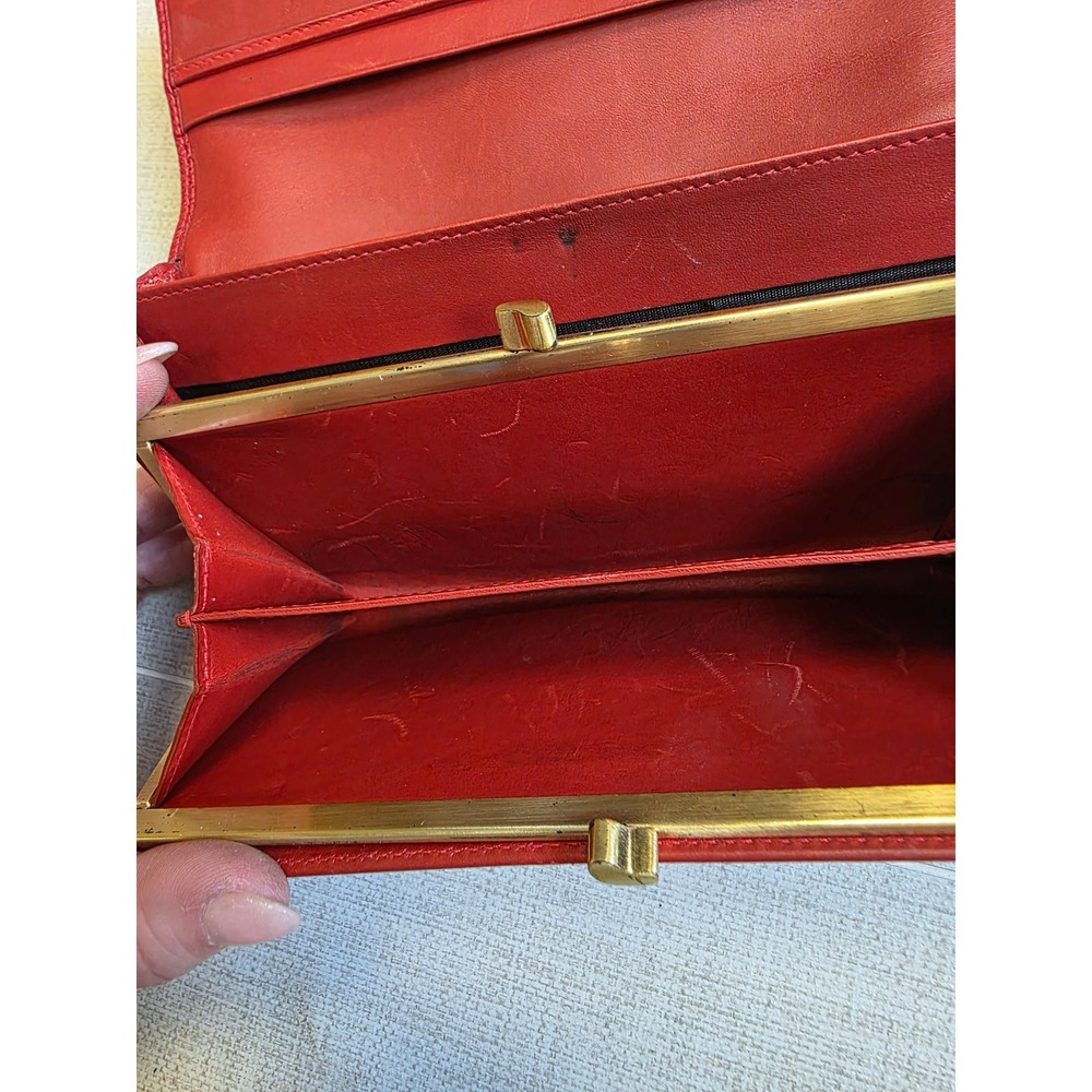 Rare Vintage Coach Gramercy Envelope Clutch Wallet 7098 Red Leather Italy 1998 - Picture 10 of 13